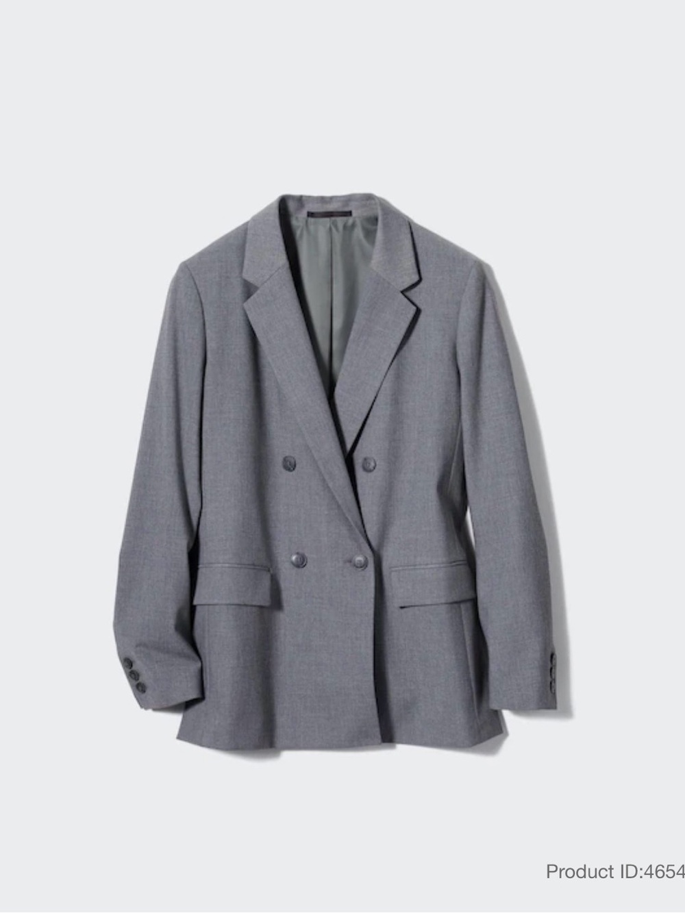 UNIQLO Gray Double Breasted Blazer Jacket